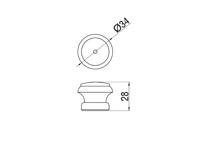 Desen tehnic cu dimensiuni — Buton din lemn F 110 – F 119