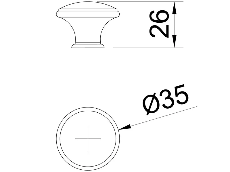 Desen tehnic cu dimensiuni — Buton P77