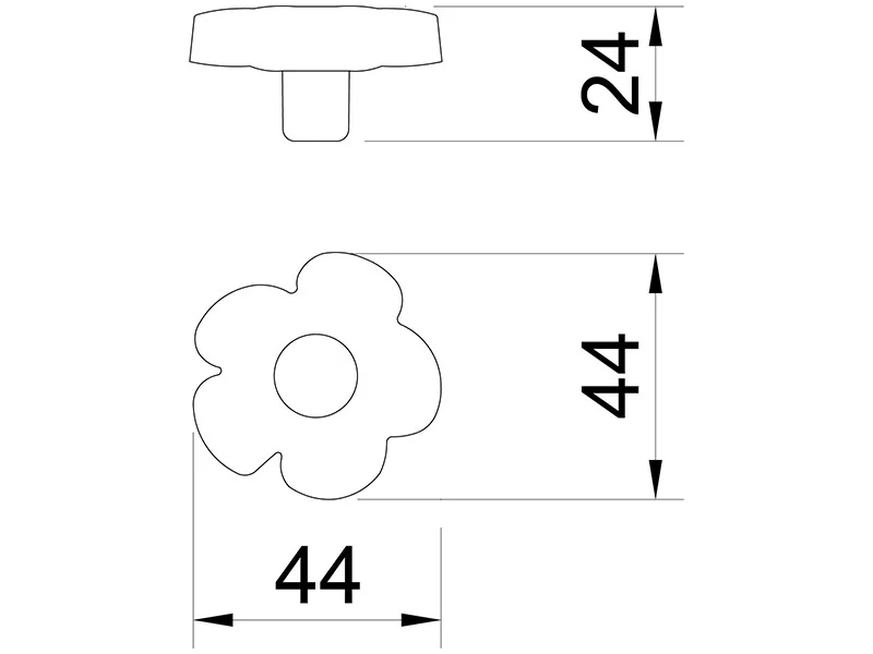 Desen tehnic cu dimensiuni — Buton T-500