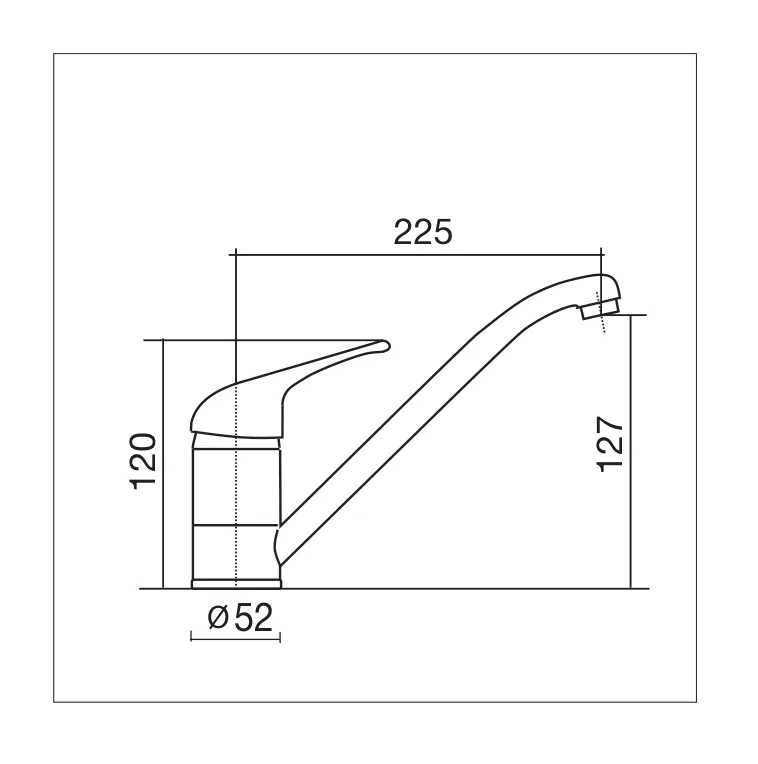 Desen tehnic cu dimensiuni — Baterie de bucătărie crom