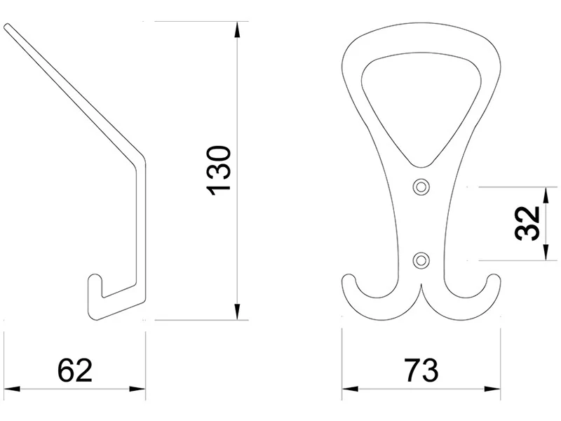Desen tehnic cu dimensiuni — Cuier E1033