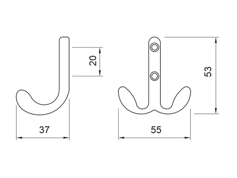 Desen tehnic cu dimensiuni — Cuier E1042 / E1043