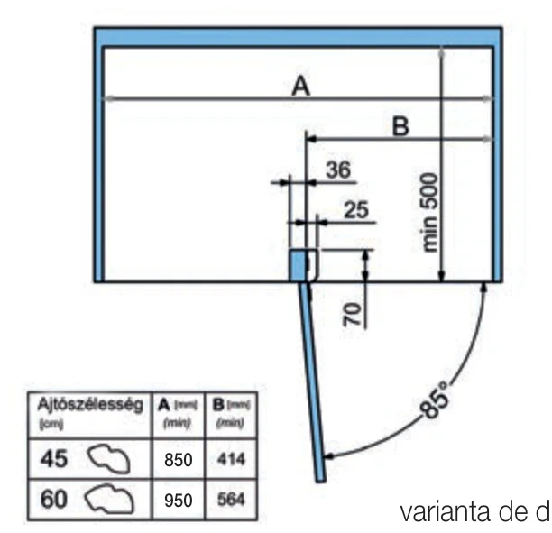 Desen tehnic cu dimensiuni — Combi’s — sistem de rafturi de colț