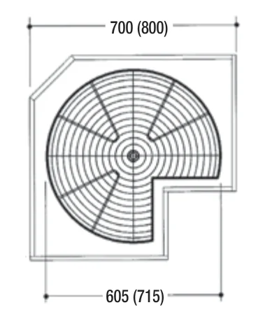Desen tehnic cu dimensiuni — Set de coșuri rotative 3/4 (24313)