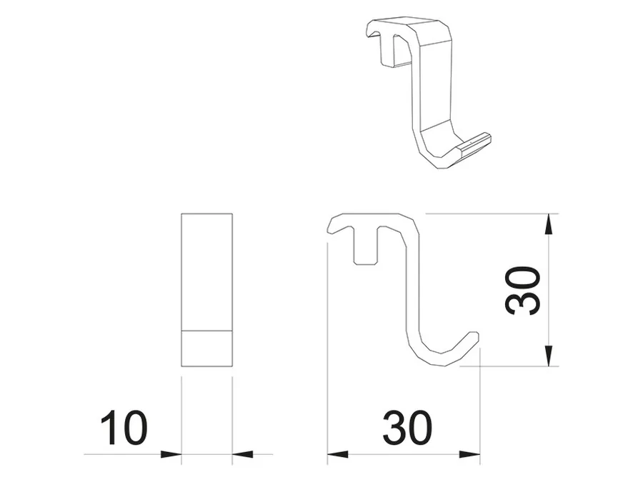 Desen tehnic cu dimensiuni — Accesorii pentru sistemul de perete Hang