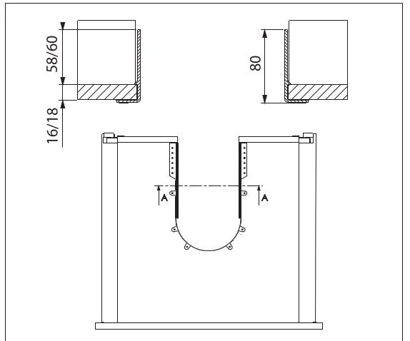 Desen tehnic cu dimensiuni — Ramă de sertar la sifon