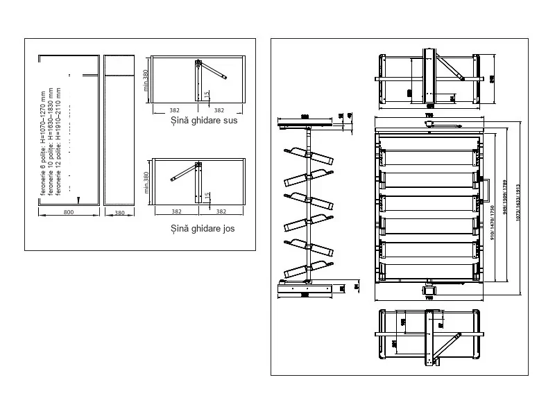 Desen tehnic cu dimensiuni — Suport rotativ de pantofi HOME BOX