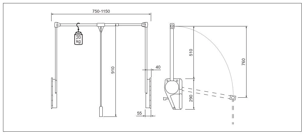 Desen tehnic cu dimensiuni — Lift super 151