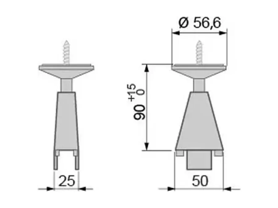Element superior de fixare (tavan) · 10009720150 — Picior reglabil și fixare de tavan pentru sistemul Stíli