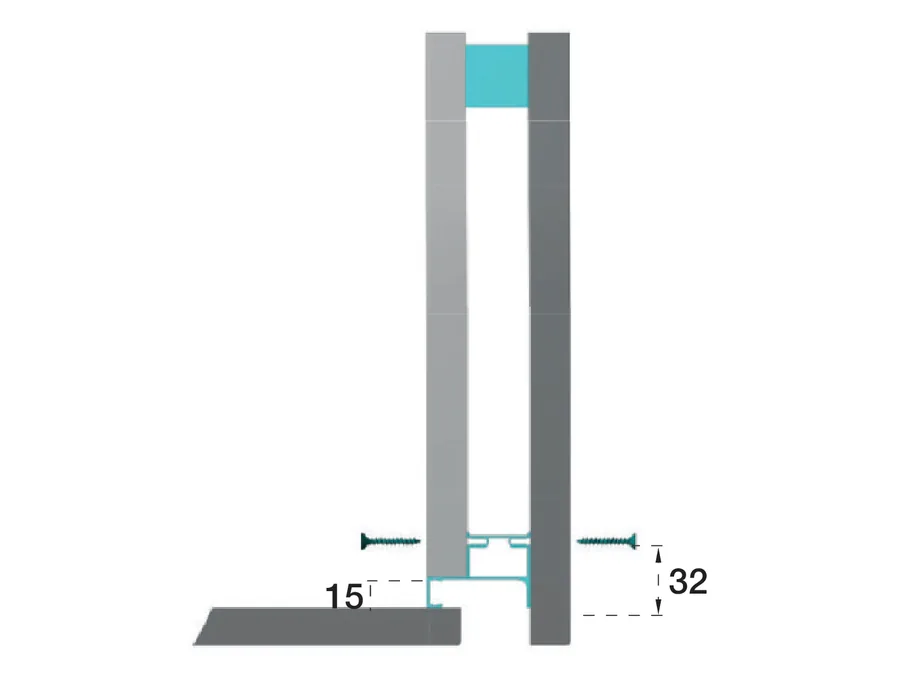 Desen tehnic cu dimensiuni — Profil Gola LED vertical simplu OP 1026