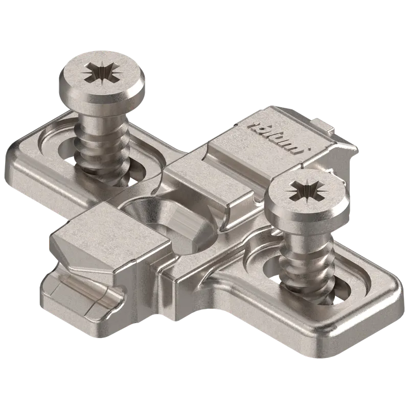 CLIP Plăcuţă de montaj, în cruce, 0 mm, Zinc, destinat înșurubării cu euroșuruburi premontate, reglaj pe înălţime: Gaură alungită