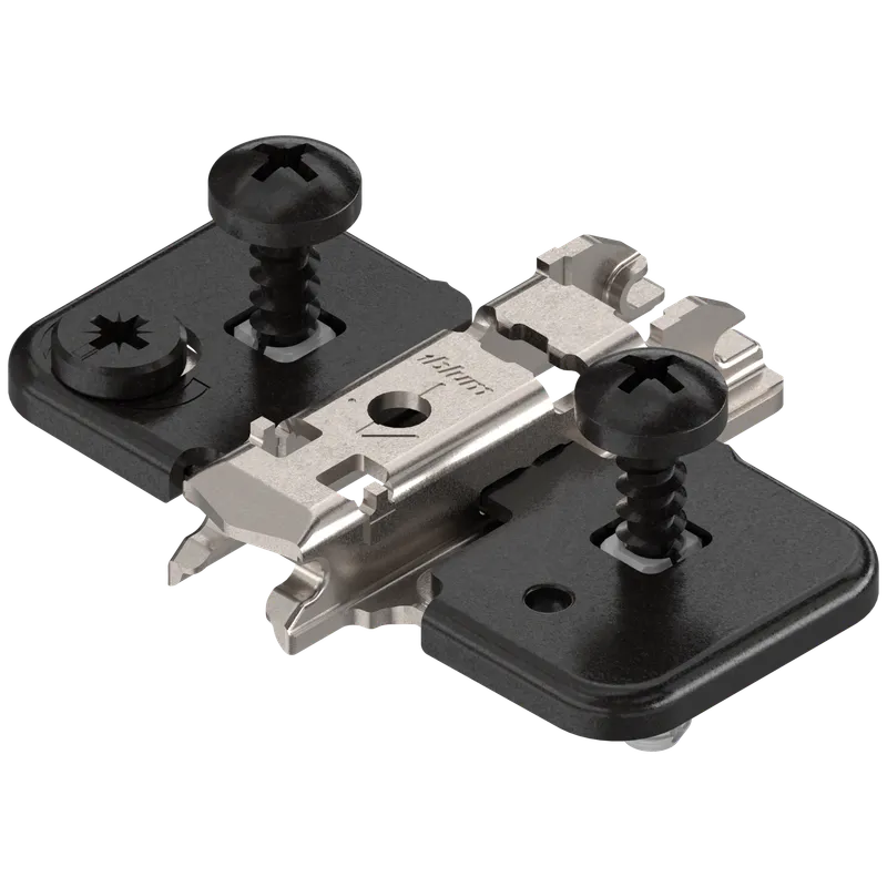 CLIP Plăcuţă de montaj, în cruce, 0 mm, oţel, Cu diblu expandabil EXPANDO, reglaj pe înălţime: Excentric