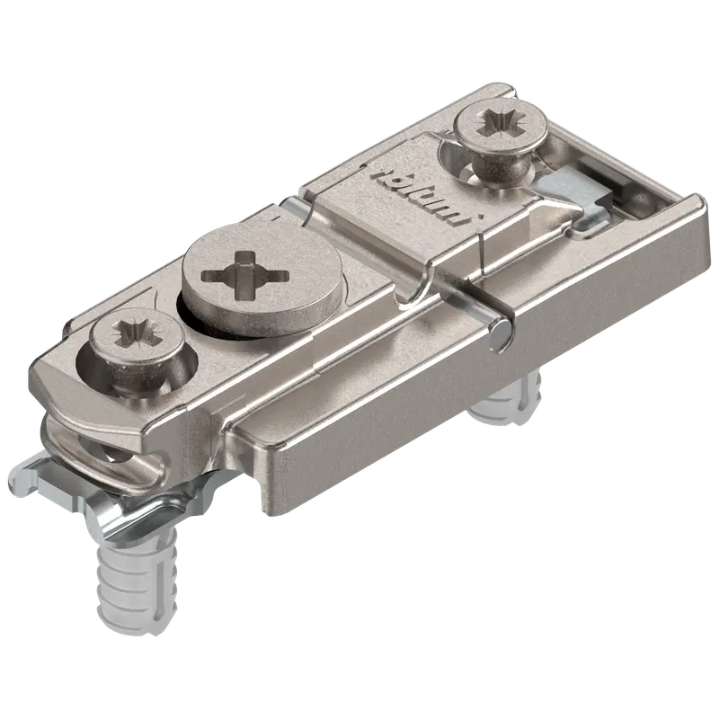 CLIP Plăcuţă de montaj, dreaptă, 0 mm, Zinc, Cu diblu expandabil EXPANDO, reglaj pe înălţime: Excentric