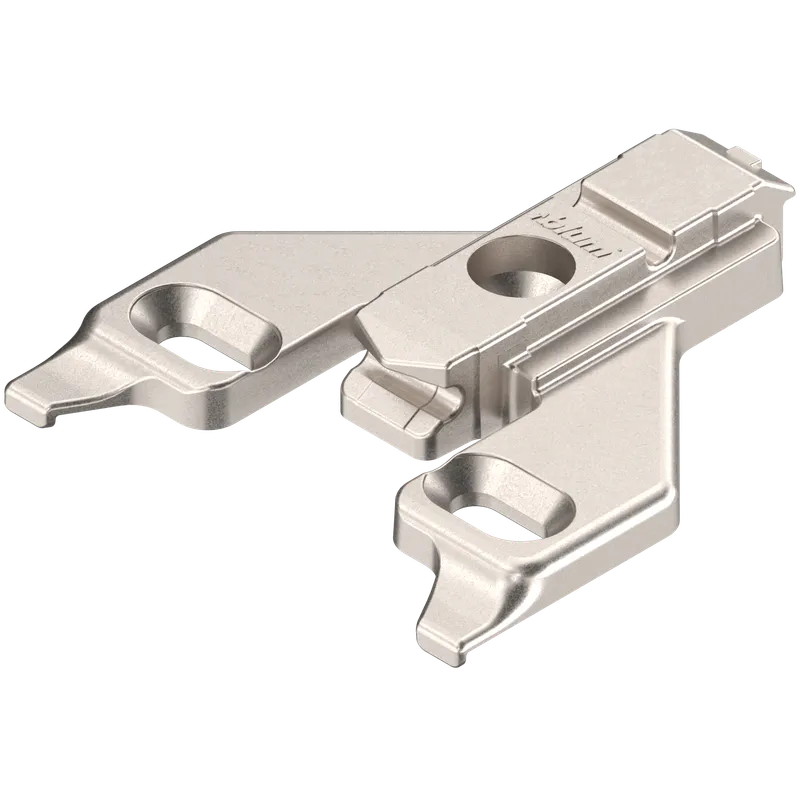 CLIP Plăcuţă de montaj, în cruce în partea din față, 0 mm, Zinc, destinat înșurubării pentru șuruburi pentru lemn, reglaj pe înălţime: Gaură alungită