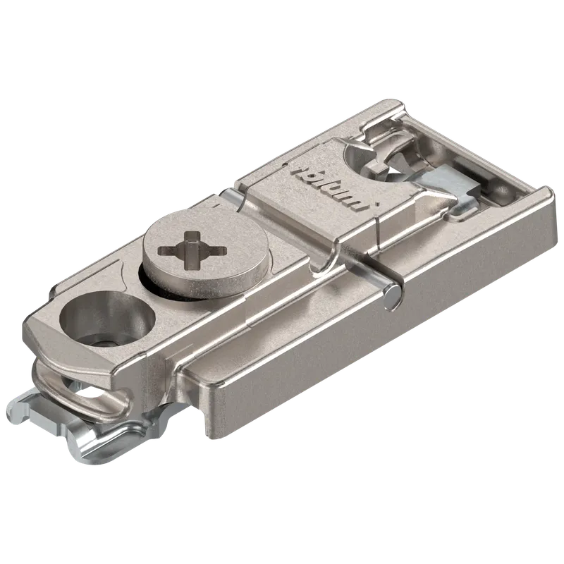 CLIP Plăcuţă de montaj, dreaptă, 0 mm, Zinc, destinat înșurubării pentru șuruburi pentru lemn, reglaj pe înălţime: Excentric
