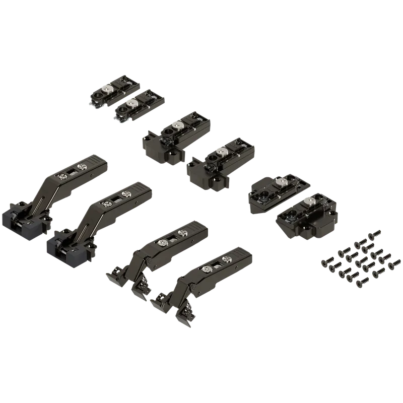 CLIP top Balama intermediară pentru uşă pliantă AVENTOS cu ramă îngustă de aluminiu 134° (set), Distanţă 0 mm, fără arc, Oală: şuruburi