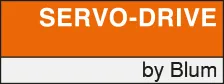 Logo "SERVO-DRIVE by Blum", portocaliu