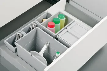 Sortator de gunoi cu trei coşuri, 1 x 18, 2 x 8 și 3 x 2,5 litri, Hailo Separato Moovit, 3603-63