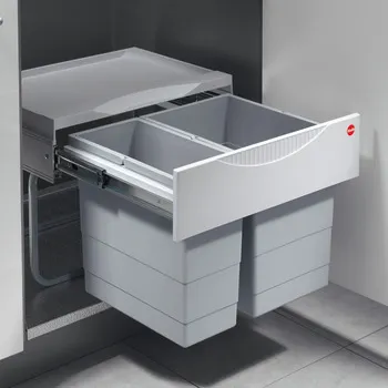Coș de gunoi dublu, 1 x 12 şi 1 x 18 litri, Hailo Raumspar-Tandem TR Swing