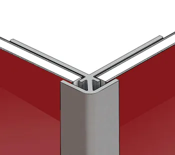 Profil din aluminiu pentru panouri AluSplash®, îmbinare tip "deschis" în unghi de 90°