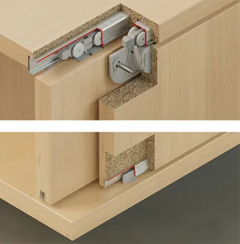 Sistem de culisare Häfele Slido F-Line21 20C, pentru mobilier din lemn cu uși încadrate, greutate d