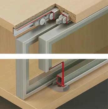 Sistem de culisare Häfele Slido F-Line21 20F, pentru mobilier cu uși din sticlă și ramă din alumini