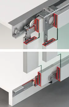 Sistem de culisare Häfele Slido F-Line42 50C, pentru uși mobilier cu ramă din aluminiu