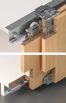 Sistem de culisare Häfele Slido F-Line42 50A, pentru mobilier din lemn cu uși aplicate, greutate de