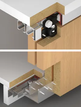 Sistem de culisare superioară Häfele Slido F-Line16 80B, pentru uși mobilier din lemn cu o greutate
