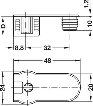 Came pentru demontabil, Sistem Rafix 20, cu diblu, plastic