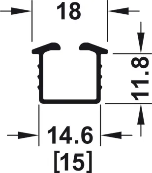 Șină simplă de culisare și ghidare, din aluminiu, pentru sistemul Häfele Slido F-Line18 50A