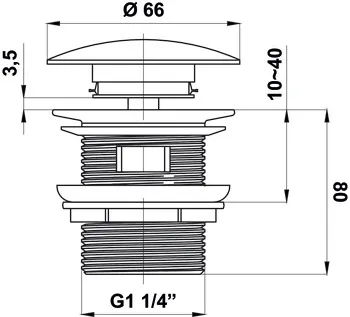 Waste set,push-open,w.hole,1-1/4",m.bl.