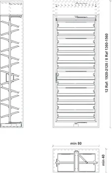 Rot. shoes rack 12 shel.anth.1920-2190mm