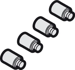 Inserție cu capăt filetat, Clemă pentru sticlă pentru utilizare cu găurirea în sticlă (opțional)