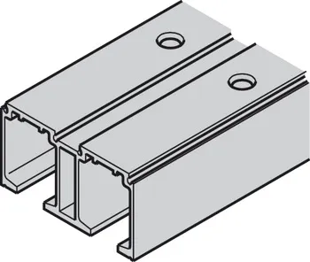 Șină dublă de culisare, din aluminiu, pentru sistemul Häfele Slido D-Line11, pregăurită, cu montaj