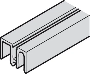 Șină de ghidare dublă, Aluminiu, argintiu eloxat
