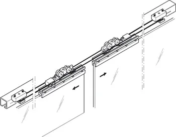 Feronerie pentru uși glisante, Häfele Slido Classic Synchro, Set suplimentar pentru 40-L-120-L