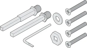 Set pentru montare, Cu ax alternativ de 8 mm sau cu ax alternativ 1 Mâner rotund ușă pe șild cu ax a