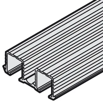 Șină de culisare superioară dublă, din aluminiu, montaj prin presare, fixare prin lipire