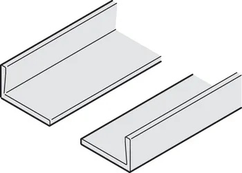 Profil mâner din aluminiu (2 piese), fixare prin lipire