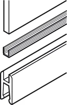 Profil clipsabil pentru sticlă Häfele Slido F-Line14 25A, ușă culisantă