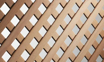Grilă ornamentală de ventilație, lemn, direcţia de rulare a stinghiilor 45°
