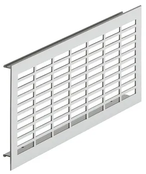 Grilaje de aerisire, pătrată, aluminiu, fixare tip harpon, cu fante