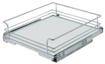 Extensie interioară pentru dulap corp inferior, montare după uși, ghidat pe rulment rolă, raft