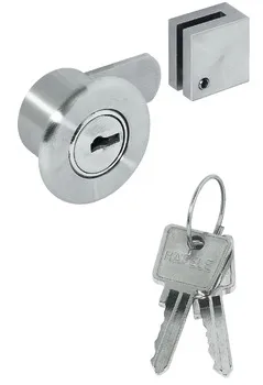 Zăvor cu cilindru pentru ușă de sticlă, CAM, cu cilindru de închidere cu plăcuțe, pentru ușă simplă,