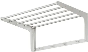 Cuier cu montaj pe perete, Inox, cu 4 cârlige, montaj pe perete