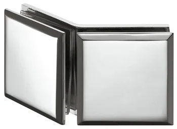 Clemă pentru sticlă, pentru fixare sticlă-sticlă, front din sticlă 135°