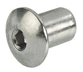 Manșon cu cap hexagonal, Cu cap bombat, cu filet interior M6, cap interior imbus SW4