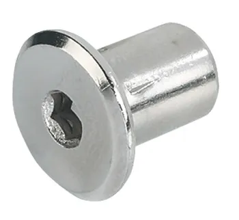 Manșon cu cap hexagonal, Cu cap plat, cu filet interior M6, cap interior imbus SW4