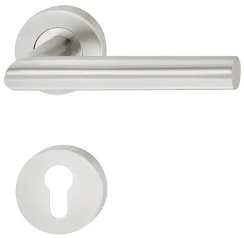 Set mânere cu rozetă pentru uşi de interior sau uși tehnice, Inox, Häfele Startec LDH 2171, zone rez